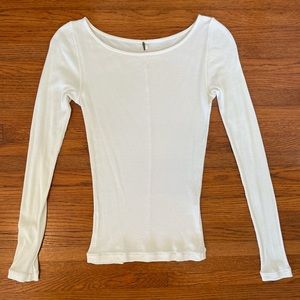 White Long Sleeve Free People Shirt
